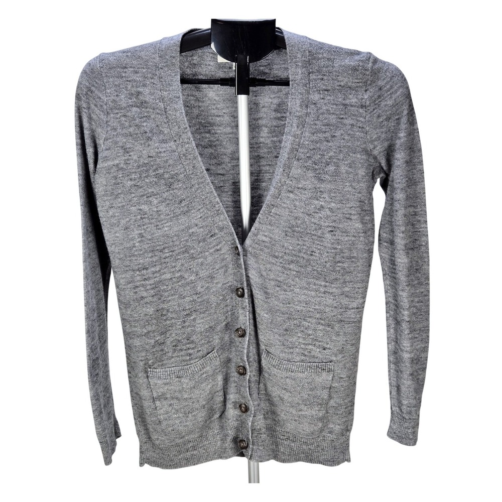 Women's Madewell Small Grey 100% Cotton Button Cardigan Sweater Heritage Preppy